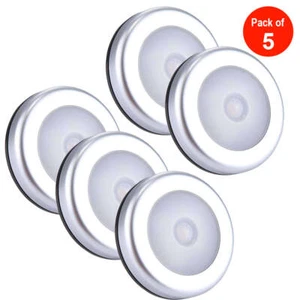 5 PCS Motion Sensor LED Night Light Battery Powered Indoor Closet Wall Cabinet - Picture 1 of 6
