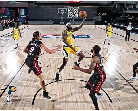 JaKarr Sampson Indiana Pacers Unsigned 2020 NBA Playoffs Layup Photograph Cover