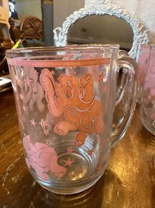 Pink Hazel Atlas Dancing Elephant Mug / Beer Glass Set of 6 - Picture 1 of 6