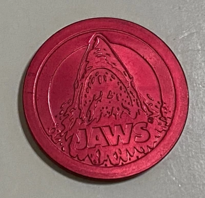 JAWS Red Metal Pog Slammer Universal Studios Hollywood McDonald's Game 1994 - Image 1 of 3