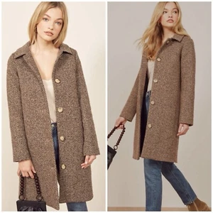 NWT REFORMATION Lasker Coat Brown Mid Lenght SZ XS - Picture 1 of 11