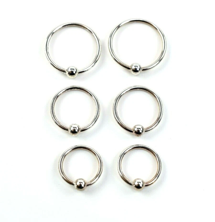 2 Pack 18g 5/16" 3/8" 7/16" Nose Ring 925 Sterling Silver Nose Hoop Earring - Image 1 of 1