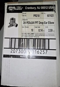 10 Stück Aqua Plumb 3/4” PEXxx3/4” Buchse Ellenbogen mit Ohrhänger, Erweiterung weibliches Ohr - Bild 1 von 3