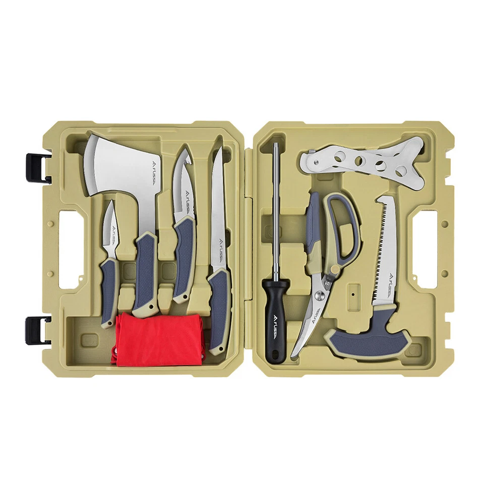 10PC Field Dressing Hunting Knife Set Skinning Knife Butcher Game Processing Kit - Image 1 of 4