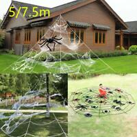 16.4/24ft Halloween Giant Spiders Web With Ground Stakes Outdoor Yard Decoration