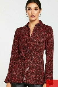 BNWT V By Very Tie Front Formal Blouse Print Size 12 - Picture 1 of 4
