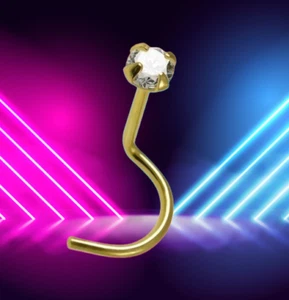 I Nasenstecker I Echt 585 Massiv Gelbgold + Echter Diamant I Piercing I 46006 I - Bild 1 von 6