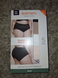 Warner's Women’s Size 2XL (20)  5 Pack Briefs New Multicolor (Eb28) - Picture 1 of 2