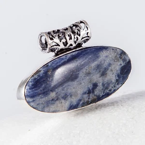 Anhänger, Amulett, Silber, Sodalith, Blau, schöne Zeichnung, Querformat, 30mm - Bild 1 von 4