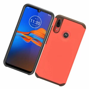 For Motorola E6 Plus XT2025 Rubberized Hybrid Slim Shockproof Case Red/Black - Picture 1 of 6