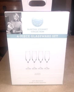 Martha Stewart Collection- 4 piece Glassware Set - Flute Glasses NOS - Picture 1 of 4
