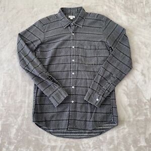 Steven Alan Button Up Flannel Shirt Men Medium Gray Geometric LS USA NWOT $198