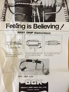 NOS PR OGK REST GRIPS Nero per manubrio bici vintage classico 10 velocità drop - Foto 1 di 6