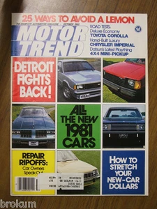 MOTOR TREND OCTOBER 1980 ALL NEW 1981 CARS - Imagen 1 de 3