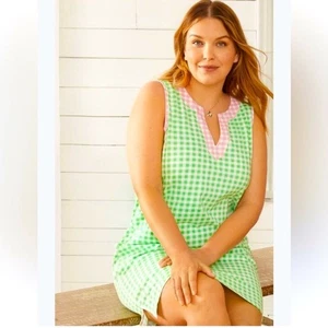 Draper James x Lands End Dress Green Pink Gingham Summer Pockets Sleeveless 2X - Picture 1 of 8