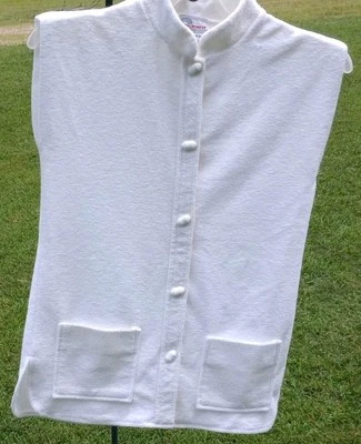 Toalla de playa de tela de rizo años 60/70 con botones para mujer Estados Unidos vintage pequeña Foto 1 de 4