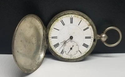 J0252 Silver Ancre Ligne Droite Pocket Watch, 15 Jewels, Not Working. - Image 1 of 4