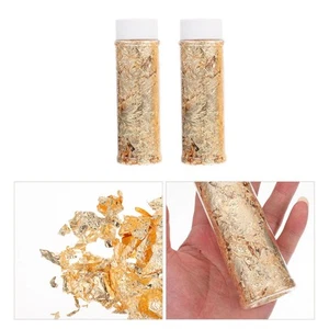 2 Bottles Gold Foil Shavings Cake Decoration Sparkly Sprinkles Golden - Bild 1 von 12