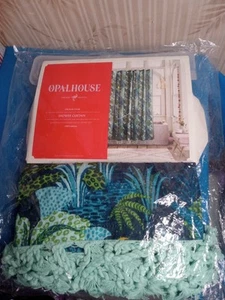 Opalhouse Duschvorhang Tropical Grün Blau Fransen 100% Baumwolle 72 x 72 cm - Bild 1 von 8