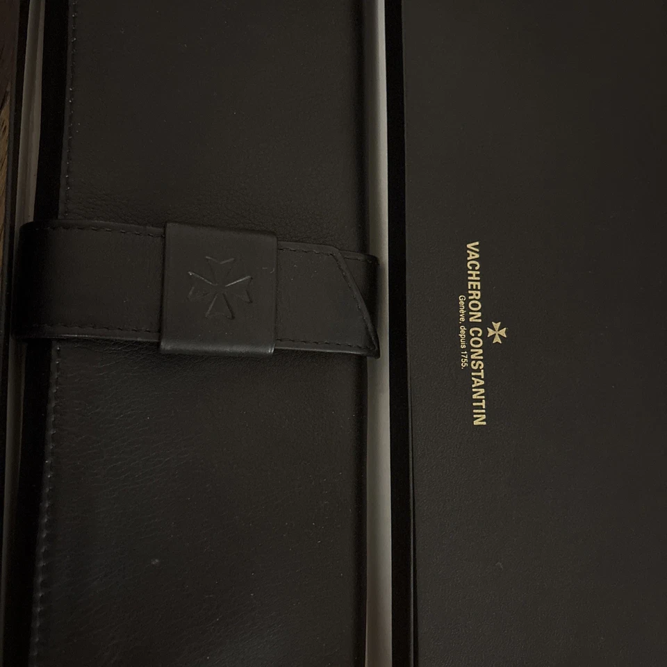 Reloj plegable vintage Vacheron Constantin de cuero negro estuche/bolsa de viaje y caja Foto 1 de 1