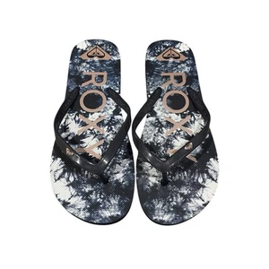 Women’s Roxy Flip Flops Black with Floral Hawaiian Print Size Large - Picture 1 of 7
