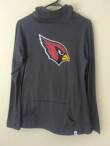 Majestic Az Cardinals L Woman Graphic T-Shirt Hood Long Sleeve Gray Pockets NFL - Picture 1 of 11