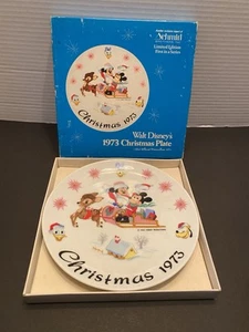 Schmid Walt Disney Mickey Mouse Minnie Christmas 1973 Ist Collector Plate W Box - Picture 1 of 16