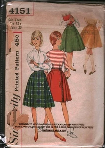 4151 Vintage Simplicity Schnittmuster 60er Jahre Subteen Mädchen 12S Rock Kilt OOP - Bild 1 von 2