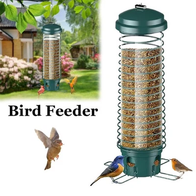 Alimentador para pájaros para exteriores a prueba de ardillas comederos para pájaros para exteriores colgar meta Foto 1 de 4