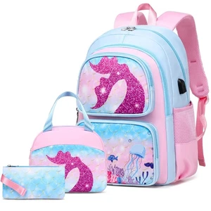 Kids Backpacks for Girls Set, 3pcs School Backpack with Lunch Box Pencil Case... - Picture 1 of 7