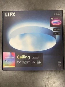 LIFX 15 in. White CCT LED Multi Color Smart Wi-Fi Flush Mount Ceiling Light - Picture 1 of 8