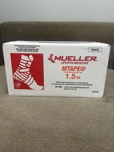 Athletic Tape 1.5 Inches x 15 Yards. 32 Rolls White Full Sealed Case (Mueller) - Picture 1 of 3