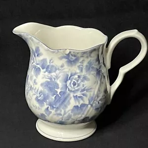 Nikko Tea Roses Creamer, Blue/White Chintz, One Small Chip - Picture 1 of 9
