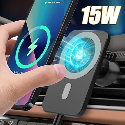 15 Вт беспроводное магнитное быстрое зарядное устройство автомобильный держатель для iPhone 12/13/14 Pro Max  - Изображение 1 из 4