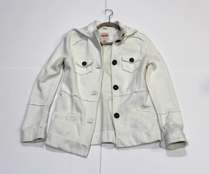 Mossimo Supply Jacket Girl's Small White Hooded Coat Buttons Pockets Casual - Picture 1 of 8