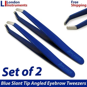 Manicura Inclinada Punta Plumas de Cabello Eliminación Cejas Garra Pinzas Azul X2 - Imagen 1 de 7