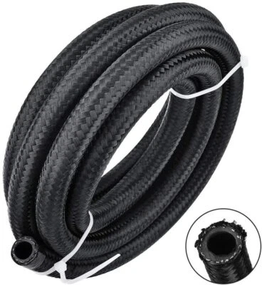 4AN 6AN 8AN 10AN 12AN Nylon & Stainless Steel Braided Fuel Hose Oil Gas Air Line - Image 1 of 4