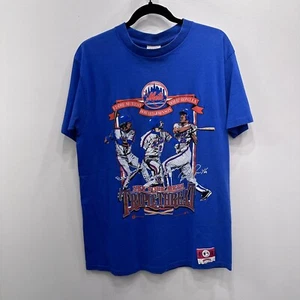 Vintage New York Mets NUTMEG TRIPLE THREAT T-shirt Size XL Blue Mlb Baseball 90s - Picture 1 of 6