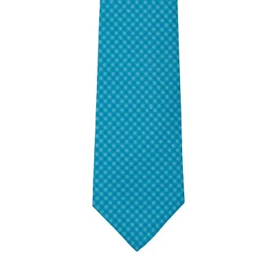 Kiton Napoli 7 - Pliegue Corbata Cuadros Azul Seda / Lino 148cm-8.5cm - Imagen 1 de 2