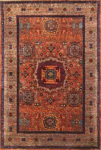 3 x 5 ft Orange Mamluk Afghan Hand Knotted Wool Medallion Area Rug - Picture 1 of 18