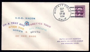 US 1934 ZEPPELIN USS MACON TEST TOUR OVER THE PACIFIC FROM HOME BASE - Picture 1 of 2