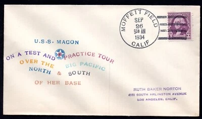 US 1934 ZEPPELIN USS MACON TEST TOUR OVER THE PACIFIC FROM HOME BASE - Image 1 of 2