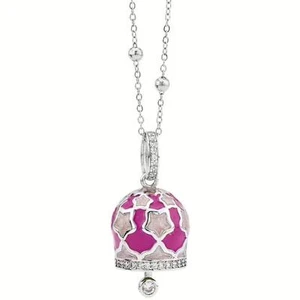 Collana campanella CL/GR04 con stelle rosa smaltate a mano e zirconi - Foto 1 di 3