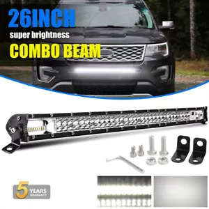 Slim 26 Inch Dual-Row LED LIGHT BAR Spot Flood Combo Beam For Ford Explorer F150 - Picture 1 of 20