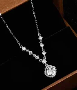 2Ct Cushion Cut Lab Created Diamond Women Beauty Pendant 14K White Gold Plated - Picture 1 of 4
