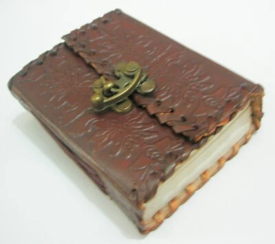 Handmade Leather Mini Journal Small Pocket Diary Antique Blank Writing Notebook - Image 1 of 4