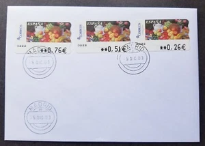 [SJ] Spain ESPANA Fruit Food Flower 2003 ATM Frama Label Machine stamp FDC - Picture 1 of 5
