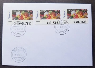 [SJ] Spain ESPANA Fruit Food Flower 2003 ATM Frama Label Machine stamp FDC - Image 1 of 4