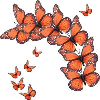 24 Piezas Decoraciones Mariposa Monarca Naranja 4.7 Pulgadas Magnético Artificial 3D Foto 1 de 4