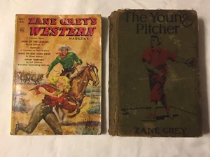 ZANE GREY'S WESTERN MAGAZINE July 1951 & THE YOUNG PITCHER HARDCOVER BOOK 1911 - Imagen 1 de 1